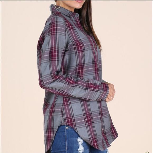 NWOT Altar'd State Torrey Plaid Top M - Picture 3 of 4